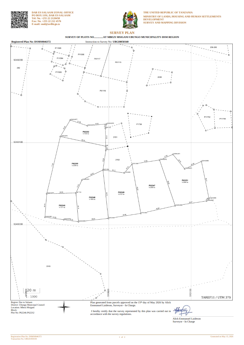 Cadastral survey At Mbezi Msigani,...