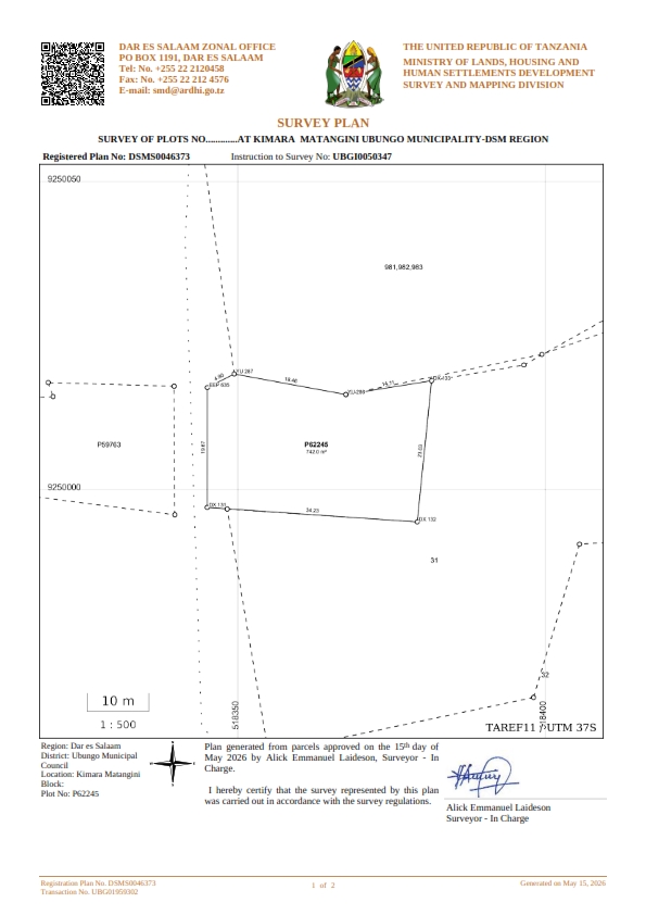 Cadastral survey at Kimara, Matangini...